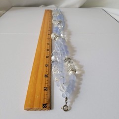 MCM VTG Choker Necklace & Earring Set Frosted Blue Multi-layer Chunky Statement
