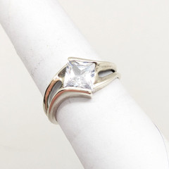 Vintage Elegant RING Silver 925 with Chic Bright Stone -size: 9.25US (19mm)| #25