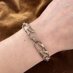 Vintage 12K Gold Filled Floral Link Bracelet 7″ 9mm
