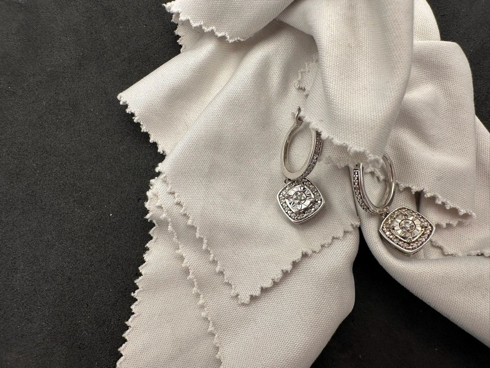 3.51g Vintage Sterling Silver 925 Pattern Dangle Earrings Sparkling M