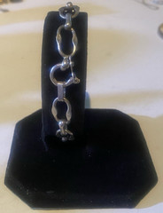 Vintage Modernist 950 Fine Silver Oval Link Bracelet 7.5″ Hand Hammered 10.8g