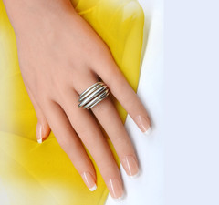 LIMAR Sterling Silver Modernist Multi Band Ring Size 9.5 Wide Statement Estate