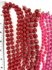 Lot 9 Vintage Style Beaded Necklaces Red Pink Orange Lucite Acrylic Retro