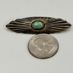 S Marked Sterling Silver 925 Oval Turquoise Sun Ray Cat’s Eye 2″ Brooch 5.8g