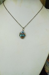 Deco Silver Gilt 800 Egyptian Revival Enamel Moses Basket Locket Pendant 1920s