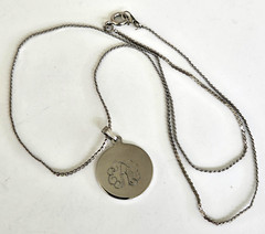 Vintage Monogram Letters E R G Silver Tone Pendant Necklace 18.5″ Serpentine