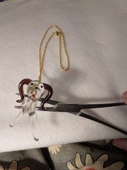 Glass Dog Pendant On 18 Inch, 2 mm Rope Chain Vintage