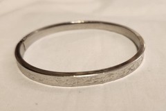 Vintage Sign Sterling Marathon Etching Brush Floral Ornate Slide Bracelet
