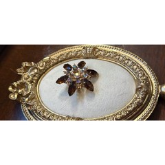 Beautiful Vintage Orange Brown Rhinestone Spray Pin Brooch