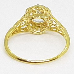 Antique Filigree 1.03ctw Aquamarine 14K Yellow Gold 925 Silver Ring