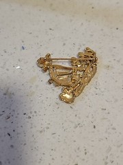 Lovely Woman Gardening Brooch with Rhinestone Flowers