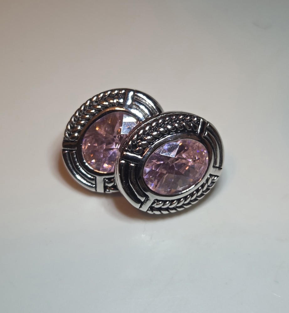Vintage Sterling Silver Pink Topaz Robert Seemann Signed 925 Post Earrings