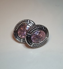 Vintage Sterling Silver Pink Topaz Robert Seemann Signed 925 Post Earrings