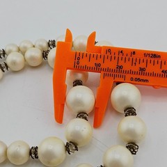 Vintage Double Strand Faux Pearl Necklace Adjustable Hook Clasp 1950s