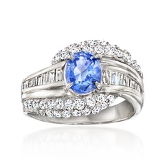 Vint Certified Sapphire Rng w Diamonds in Platinum Size 7.5