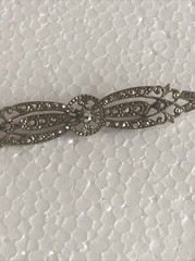 Antique Art Deco Silver Tone Rhinestone Pin Brooch 3.5 Inches Signed ART