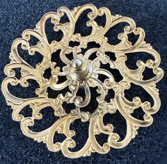Vintage Jewelery Filigree Round Pin Faux Pearl 2.25” Diameter