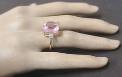 Vintage 14k Yellow Gold Engagement Ring 9.07ct. Natural Pink Tourmaline Cushion