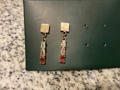 Vintage 1” dangle earrings Gold Filled oval pink topaz crystal artisan handmade