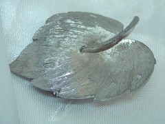 Very Nice Brushed Silver Tone Lind Gal Signed Leaf Vintage 70’s Brooch 646jl0