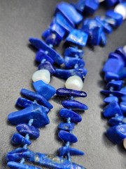Genuine Pearl and Lapis Lazuli Chip Bead Knotted No Clasp Necklace