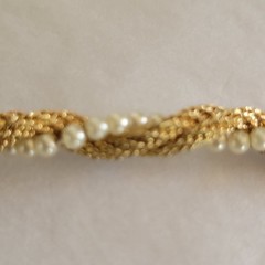 Vintage Coro Gold Mesh And Pearl Twist Necklace Choker 12 In. 3 In. Extender