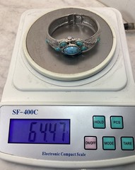VTG Chateau Swiss Silver Tone Faux Turquoise Hidden Dial Bangle Bracelet Watch