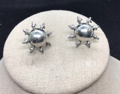 Vintage Silver Tone Costume Unique Screw Back Earrings U595