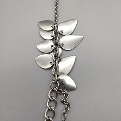 90’s Couture Punk Edgy Silver Tone Asymmetrical Chain Necklace Vintage Club Wear