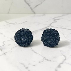 Vintage Black Sequin and Seed Bead Earrings