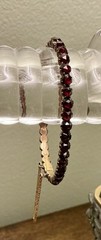 Antique Deep Burgundy Bohemian Garnet Bangle Bracelet with Safety Chain