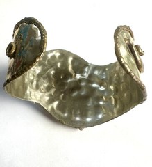 VTG Hippie Artist Studio Boho Bracelet Stone Mixed Metals Natural Cuff
