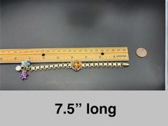 Vintage Opalite, Vtg Purple & Bluebird Charms on Vintage Book Chain Bracelet
