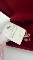 Vintage USSR 925 Sterling Silver Gold Plated Red Corundum Earrings NOS