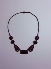 Vintage Purple Acrylic Victorian Style Necklace Gothic Retro Witchy Gunmetal