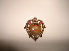 Antique Metal Heart Stone Painted Miniature Soldier Waterproof Talisman Pendant