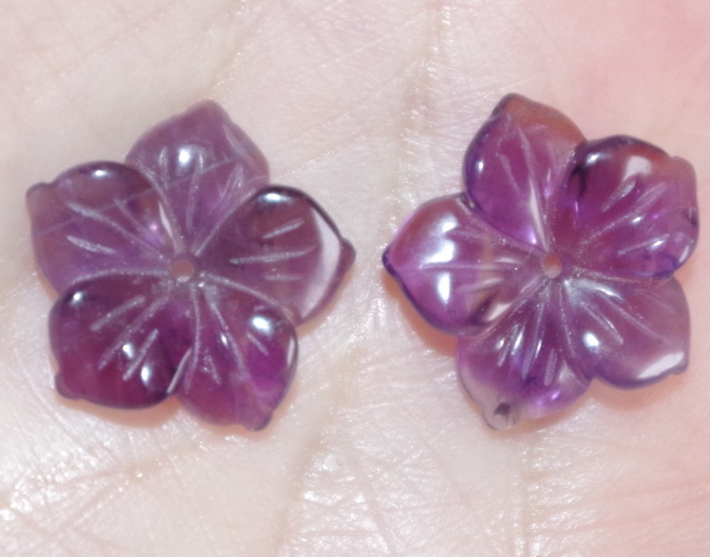 VINTAGE AMETHYST FLOWER JACKETS FOR EARRINGS USE WITH ANY STUDS