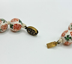 Porcelain Bead Necklace Chinese Hand Painted Hand Knotted 24 Inches
