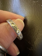 Art Deco Antique Eternity Band Diamond Ring Anniversary Wedding 18k white gold