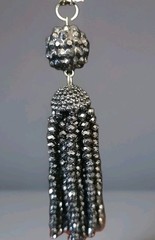 Vintage Sugarfix Necklace Boho Lariat Tassel Clear Rhinestones/Black Goth 36″