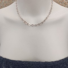Sterling Silver Chain Necklace Handmade Flatt Hammered Rolo Unique Collar VTG