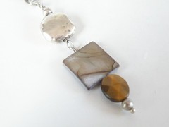Silpada Sterling Silver 925 Rustic Boho Abalone Rolo Chain Link Necklace