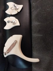 Vintage Acrylic Earring & Brooch Set, Ginkgo Leaf Jewelry, Screw back Earrings