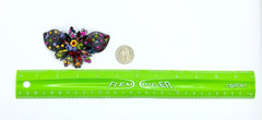 Dark Silver Tone & Multicolor Rhinestones Brooch Vintage