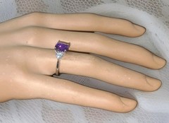 14K White Gold Engagement Ring 2.51CT.Natural Purple Sapphire Cushion GIA Cert