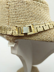 Vintage High Polish Gold Diamond Cut Nugget Link Necklace Fold Over Clasp 18”