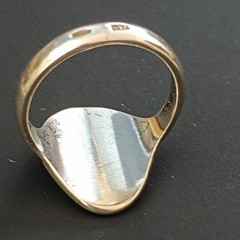 Niello Floral Ring Gilded Silver Oval Vintage Statement Size 8.5 Vintage 875