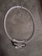 Monet Silver-Tone Omega Silver And Black Vintage Necklace