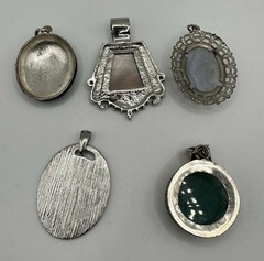 5pc Mixed Lot Silver Tone Metal Pendants, Multicolor