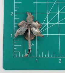 VTG Sterling Silver Orchid Flower Brooch 2in Faux Pearl Center Patina Estate